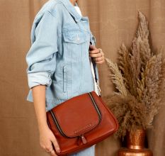 Handcrafted Charcoal Sling Bag Leather Premium Deluxe